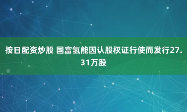 按日配资炒股 国富氢能因认股权证行使而发行27.31万股