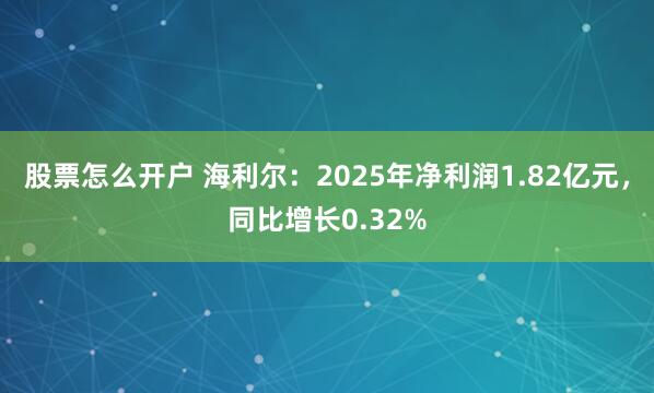 股票怎么开户 海利尔：2025年净利润1.82亿元，同比增长0.32%